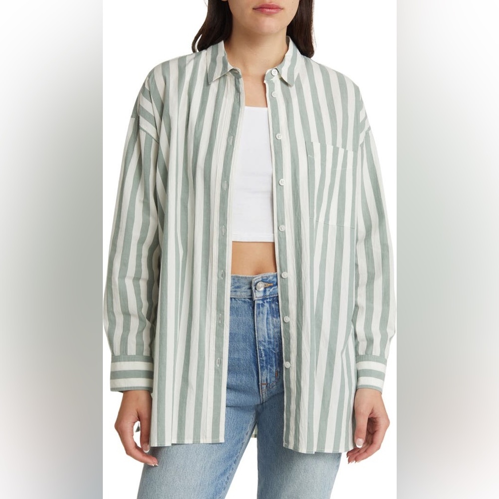Madewell Signature Poplin Springy Stripe Oversize Button-Up Shirt